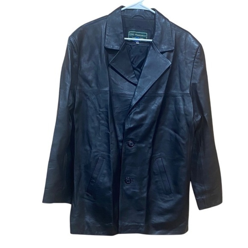 Old Florence Leather Factory Jacket Italy Black Coat Menswear Sz 54‎ US 44/XL
